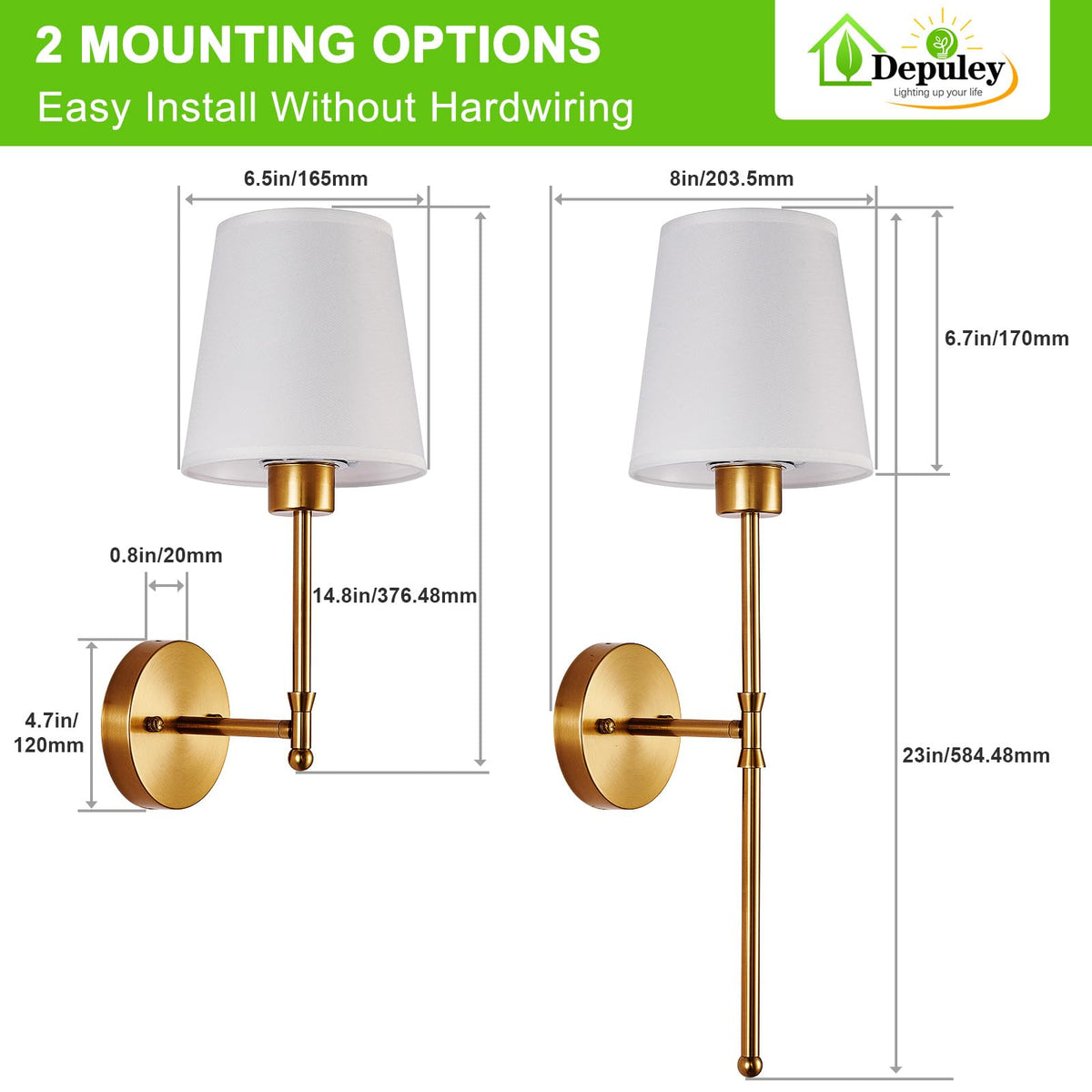 Depuley Battery Operated Wall Sconce Set of 2 Wireless Wall - Depuley Official Imagery - 8