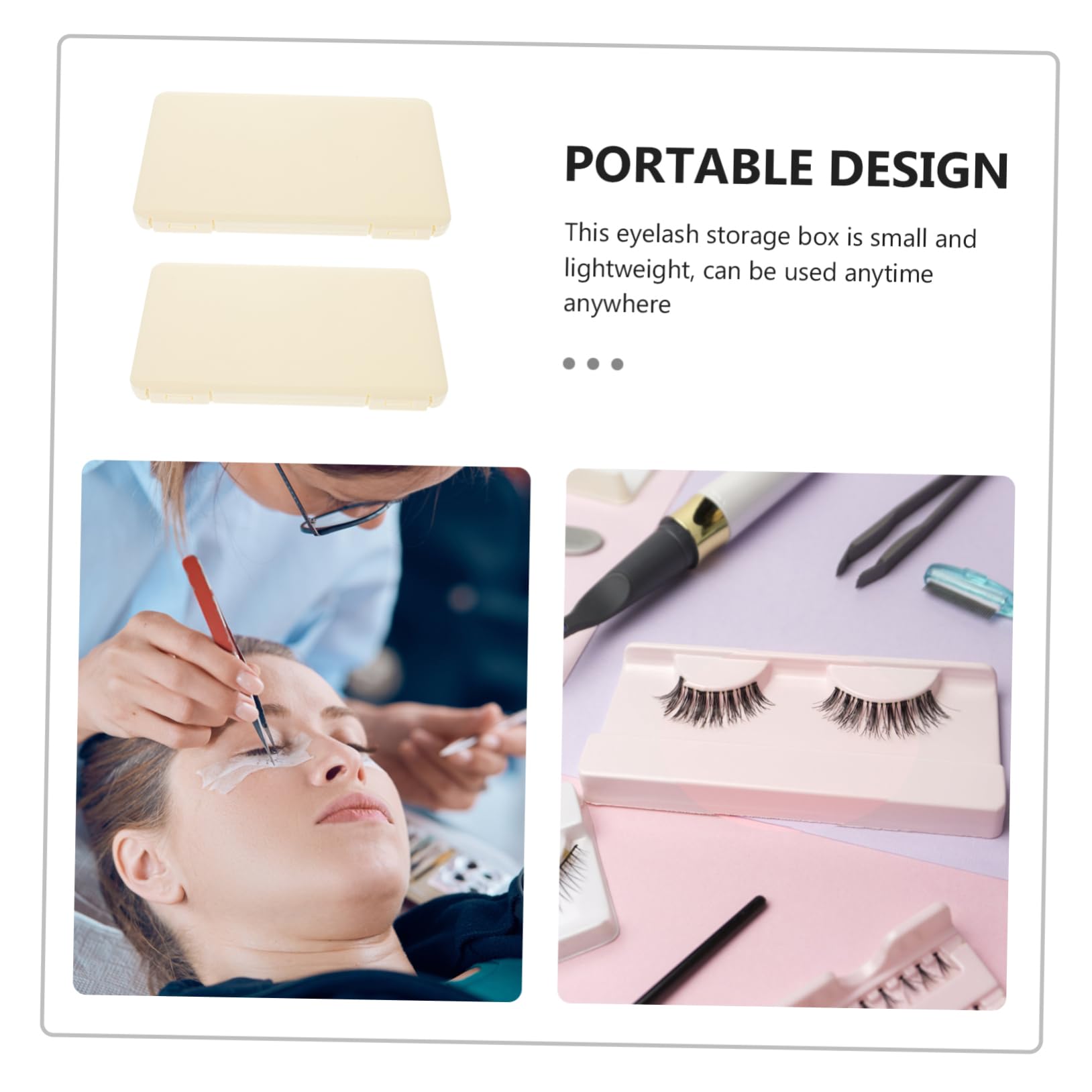 BESTYASH 2Pcs Capacity Eyelash Storage Case Elegant Portable Fake Eyelash Organizer for Travel Easy to Open Lightweight Design Space Saving Eyelash Box Durable Material