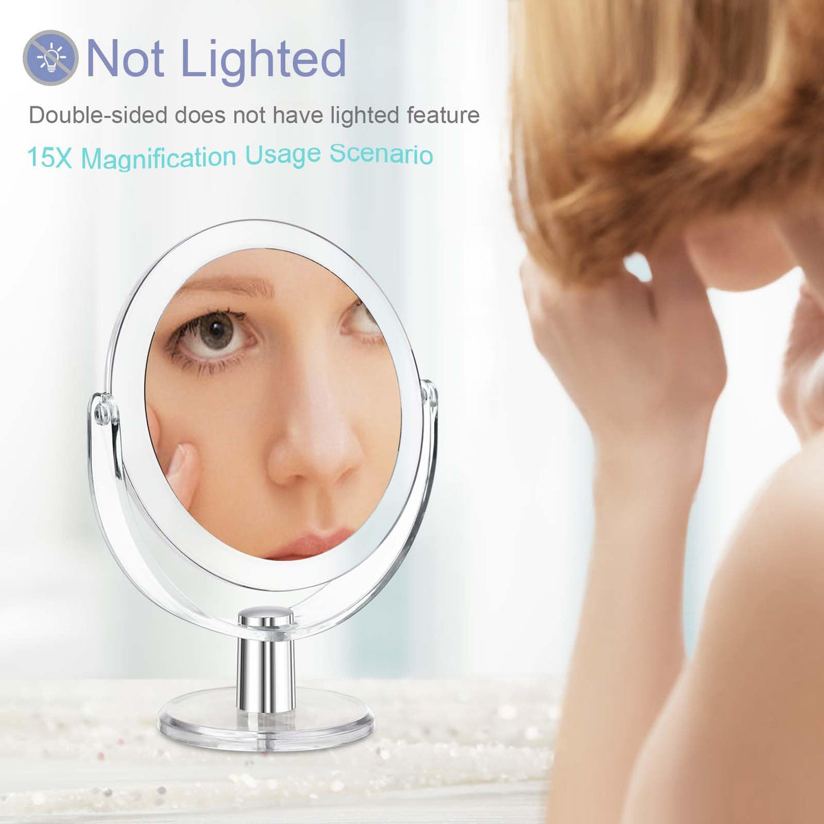 CLSEVXY Vanity Makeup Mirror with Stand 1X 15X Magnification - CLSEVXY Official Imagery - 6