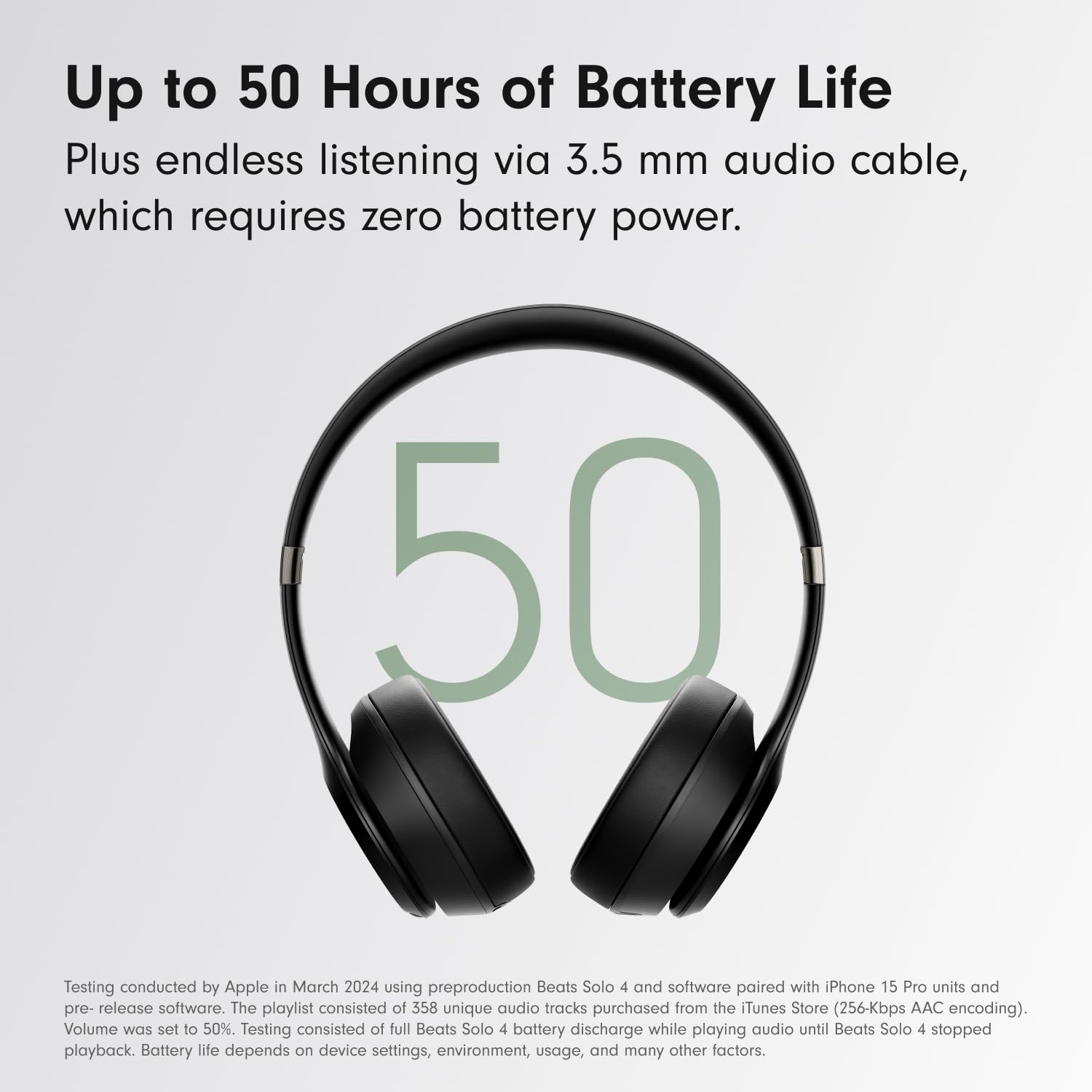 Beats Solo 4 wireless on-ear Bluetooth headphones in matte black with sleek design and comfortable fit, offering powerful sound and long battery life.
