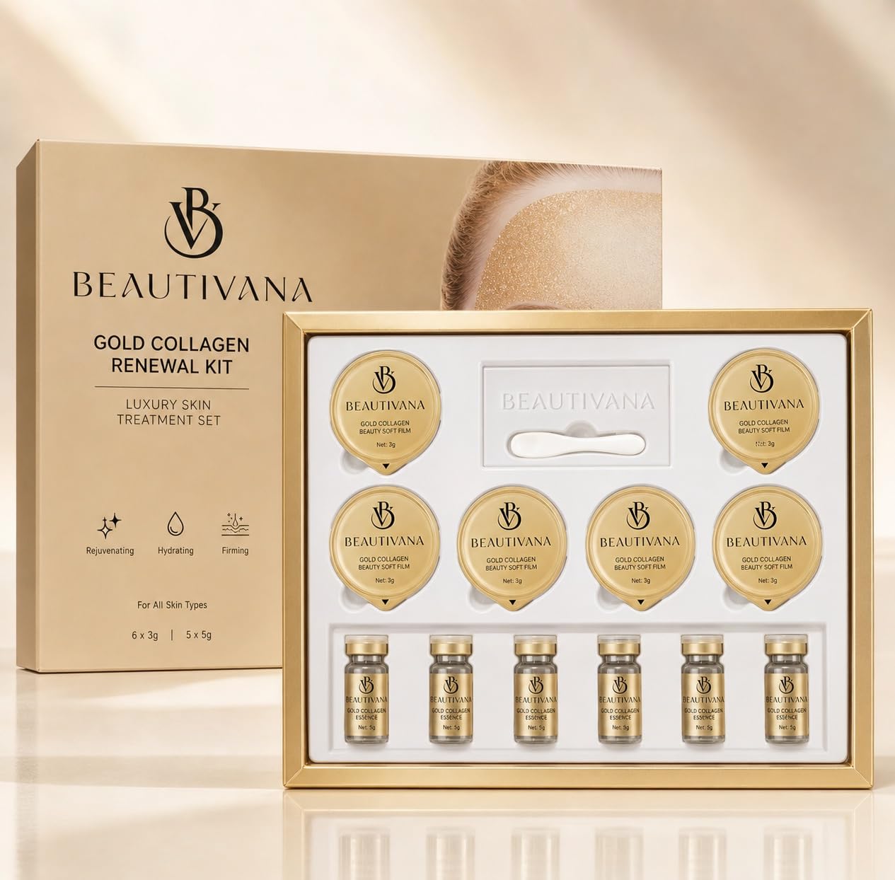 Gold Collagen Hydrogel Face Mask, Korean Skincare Facial Mask - Product Imagery