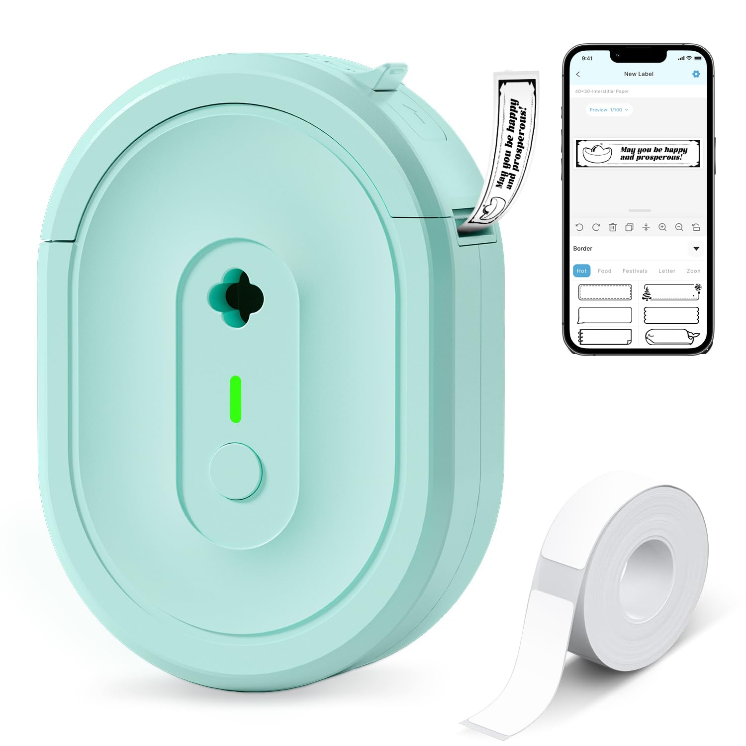 NDYIN N12 Label Maker Machine with 1 Tape Bluetooth Label Printer - NDYIN Official Product View 1
