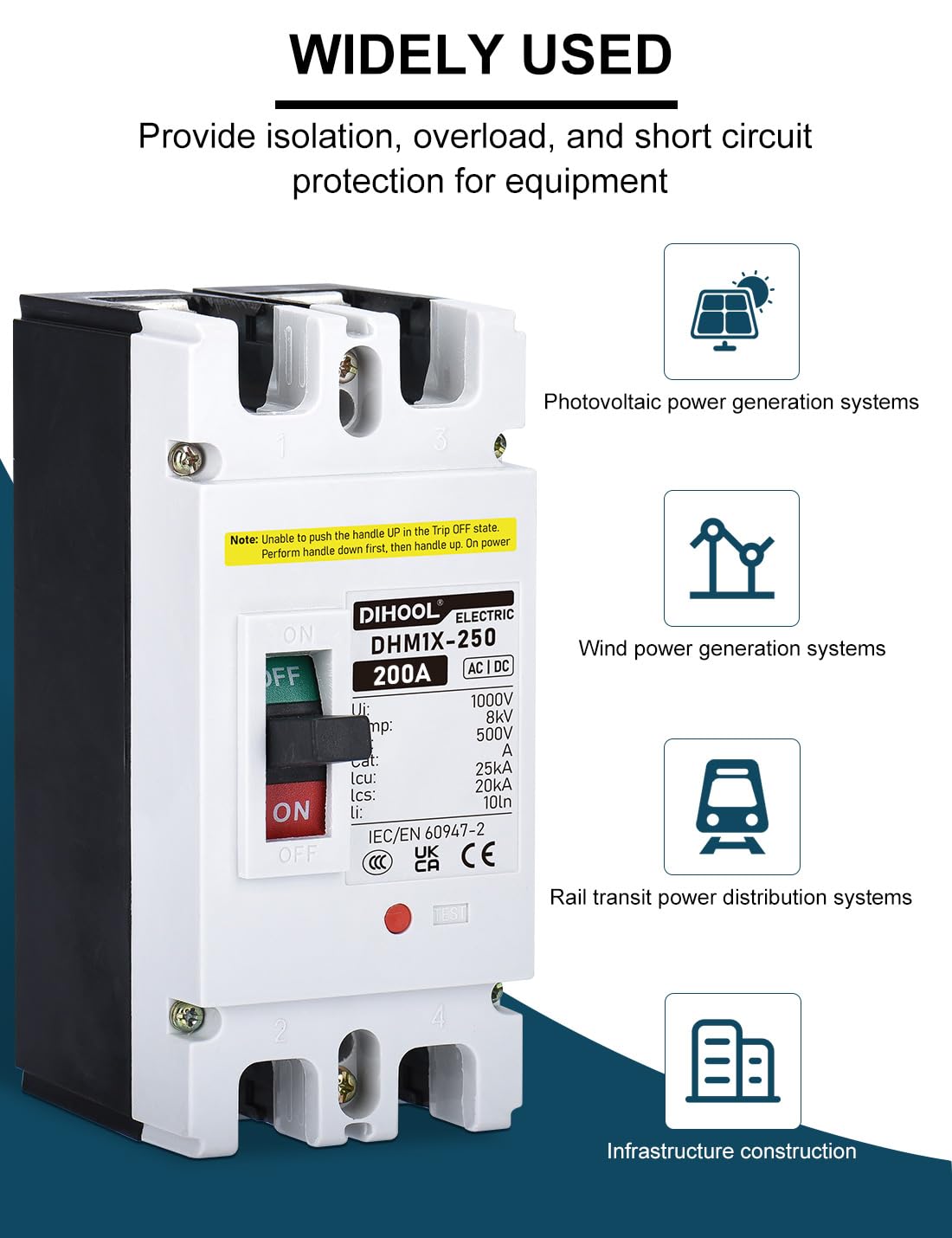 DIHOOL DC 200 Amp Breaker 500V Battery Disconnect Switch for - DIHOOL Official Imagery - 6
