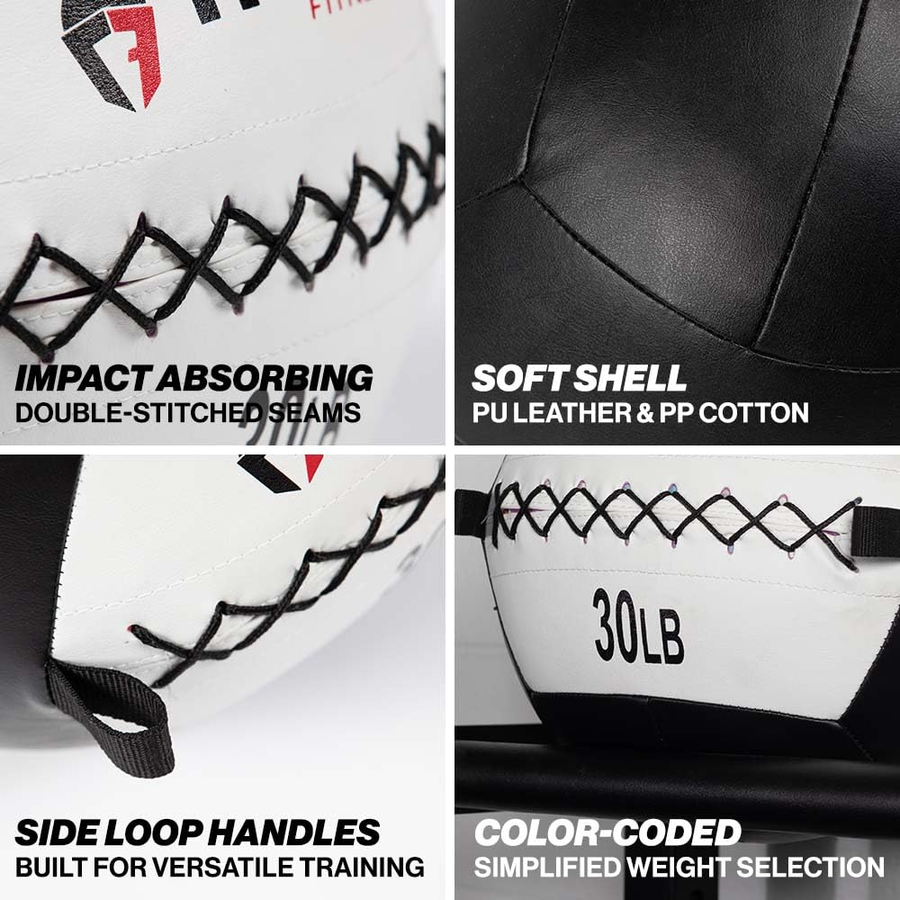 Titan Fitness Soft Leather Medicine Wall Ball Color Coded - Titan Fitness Official Imagery - 4