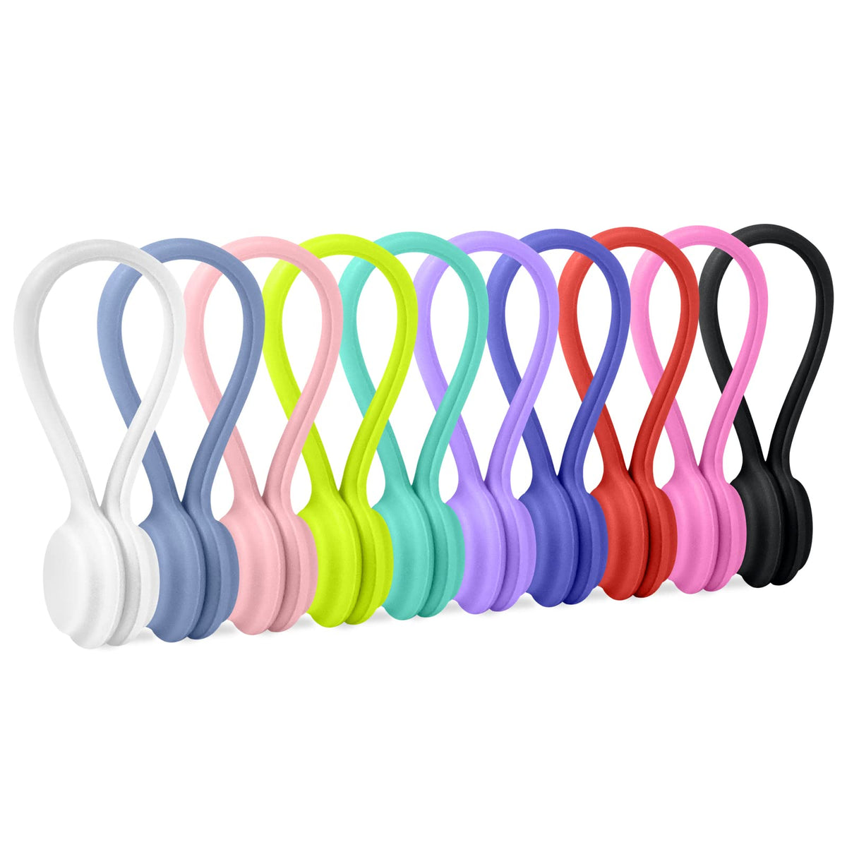 96 Pack Reusable Silicone Magnetic Cable Ties 8 Colors Multi - Motiloo Official Imagery - 8
