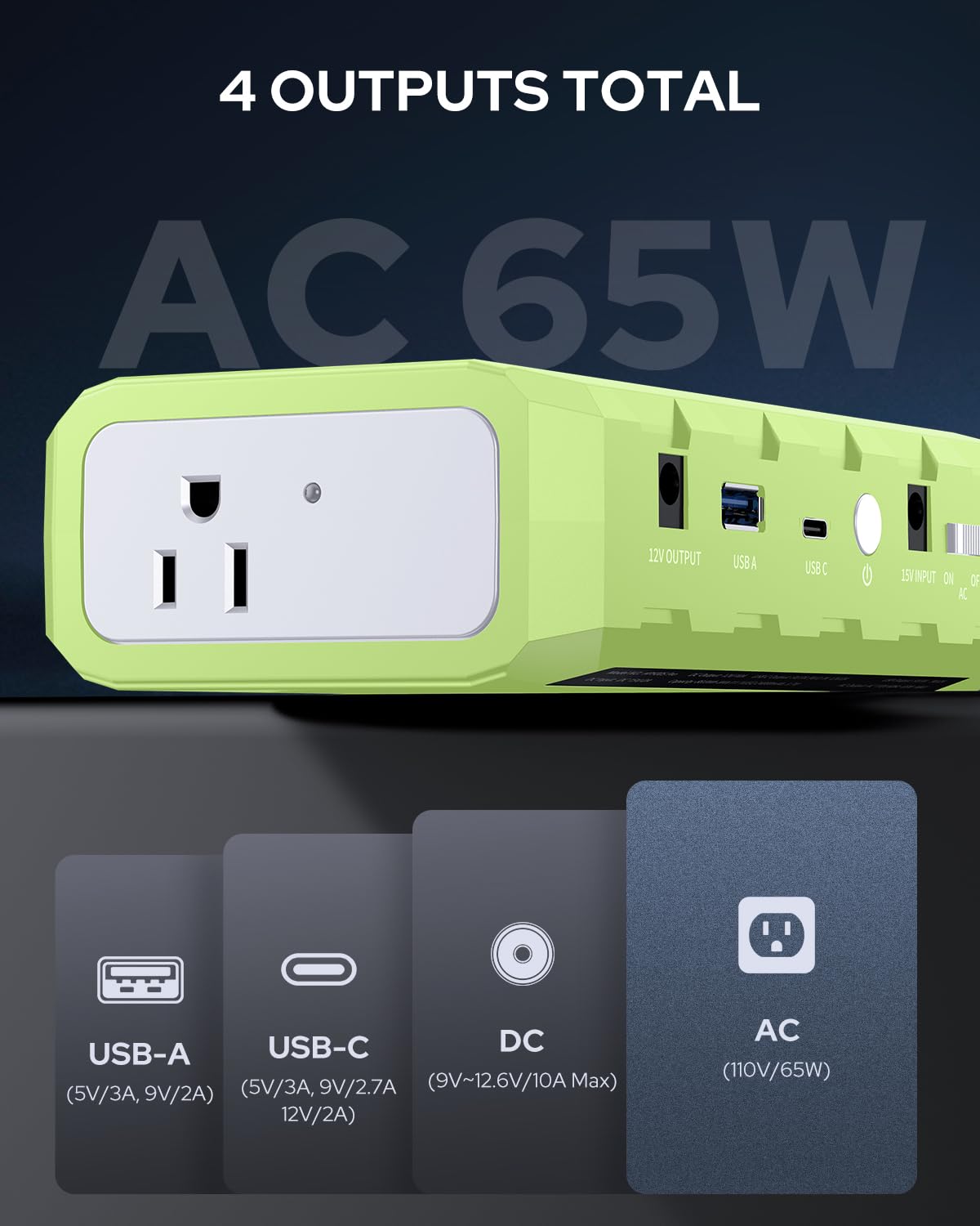 Apowking Portable Power Bank with AC Outlet, 65W Portable Laptop by Apowking - Angle View 4