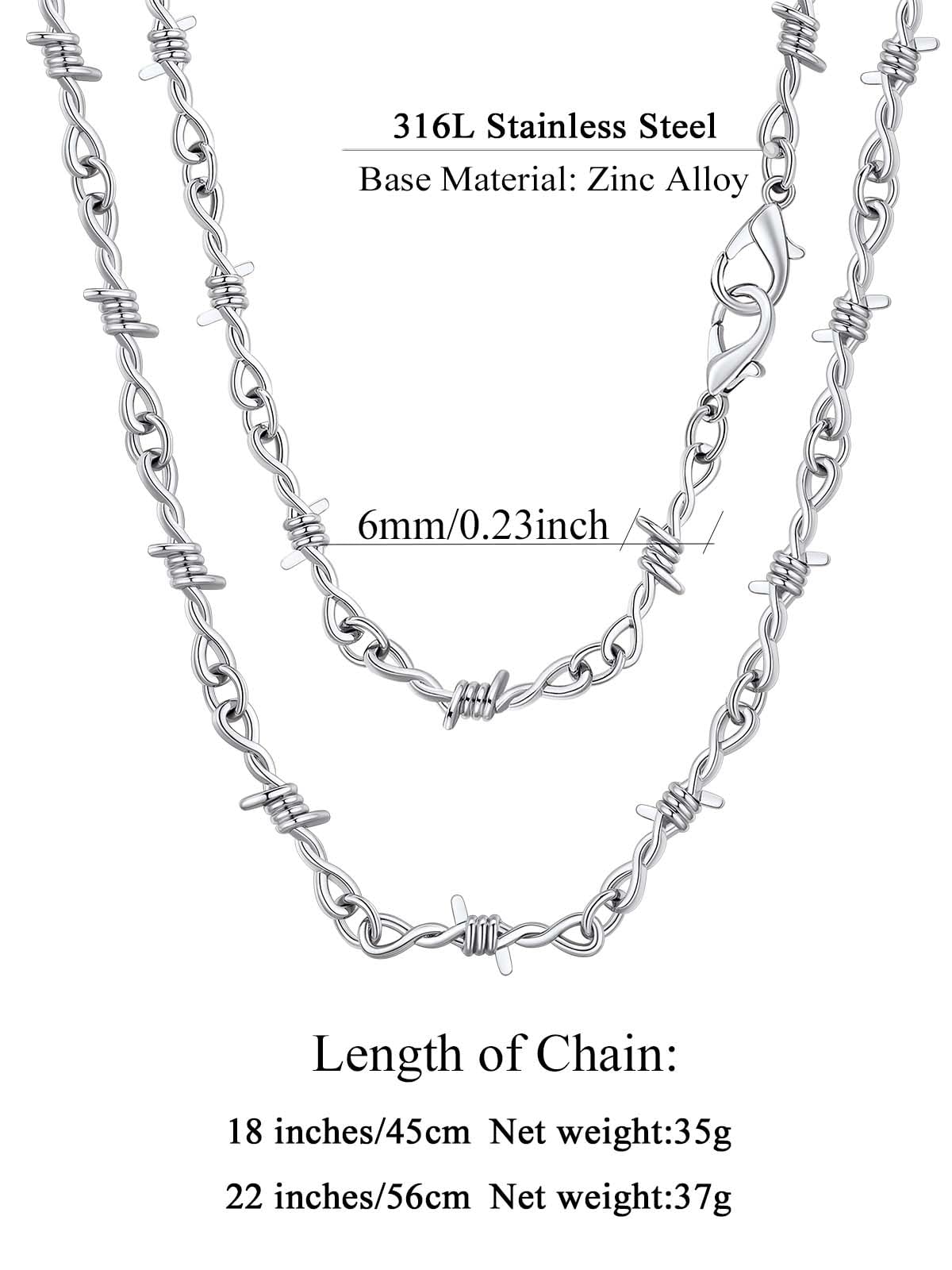 FindChic Barbed Wire Necklace for Men Women Punk Thorns - FindChic Official Imagery - 6
