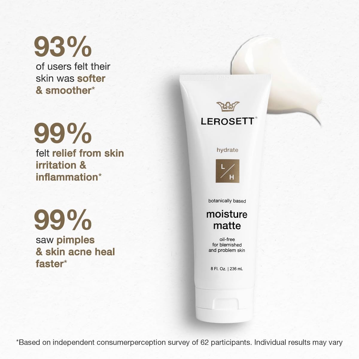 LEROSETT Oil-Free Moisturizer for Oily & Sensitive Skin, Lightweight Matte Hydration, Vegan Moisturizer, Aloe-Based with Vit-B5 + 7 Soothing Herbals, Non-comedogenic, Fragrance Free - 3 oz - Gunilla Of Sweden Official Product View 4