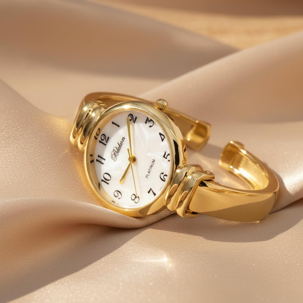Original Mother of Pearl Cuff Bracelet Watch for Women with - Blekon Official Imagery - 5