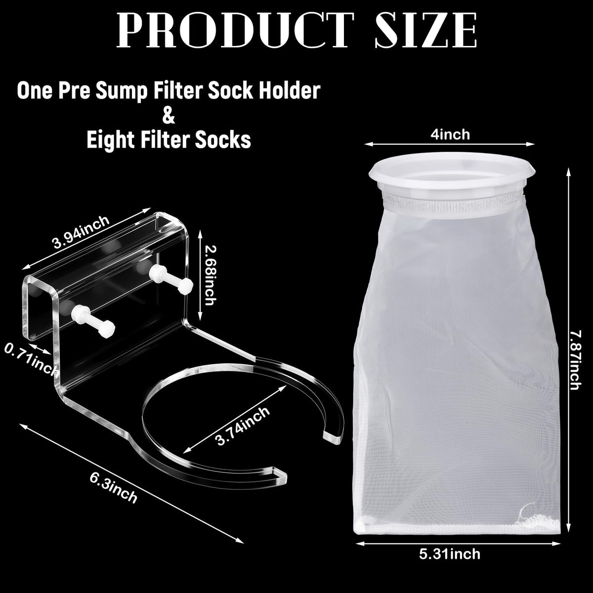 8 Pcs 4 Inch Filter Socks with Holder for Aquarium Pre Sump - Ninehaoou Official Imagery - 3