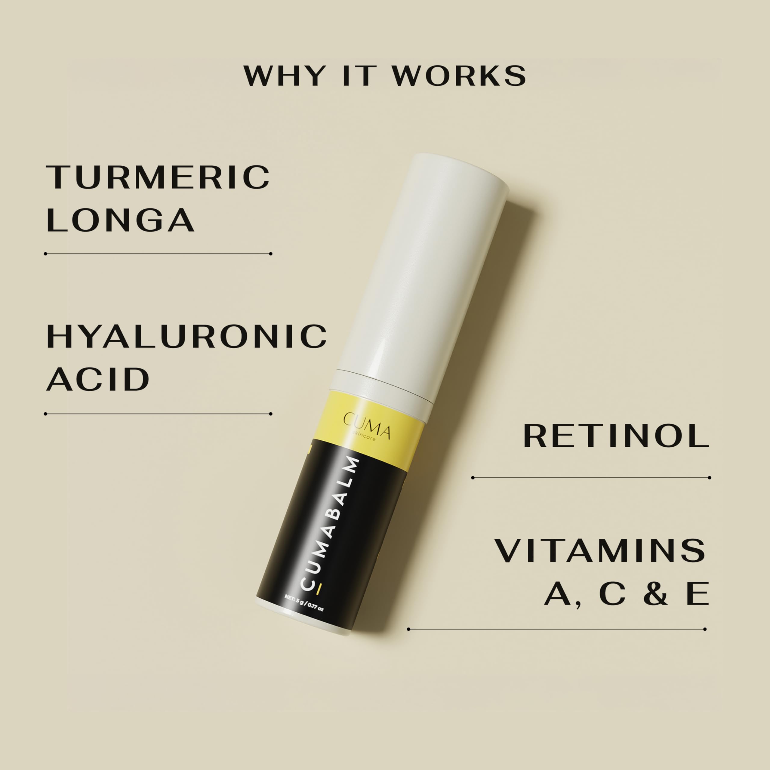 CumaBalm Eye Balm with Turmeric and Retinol for Puffy Eyes - CUMA Official Imagery - 4