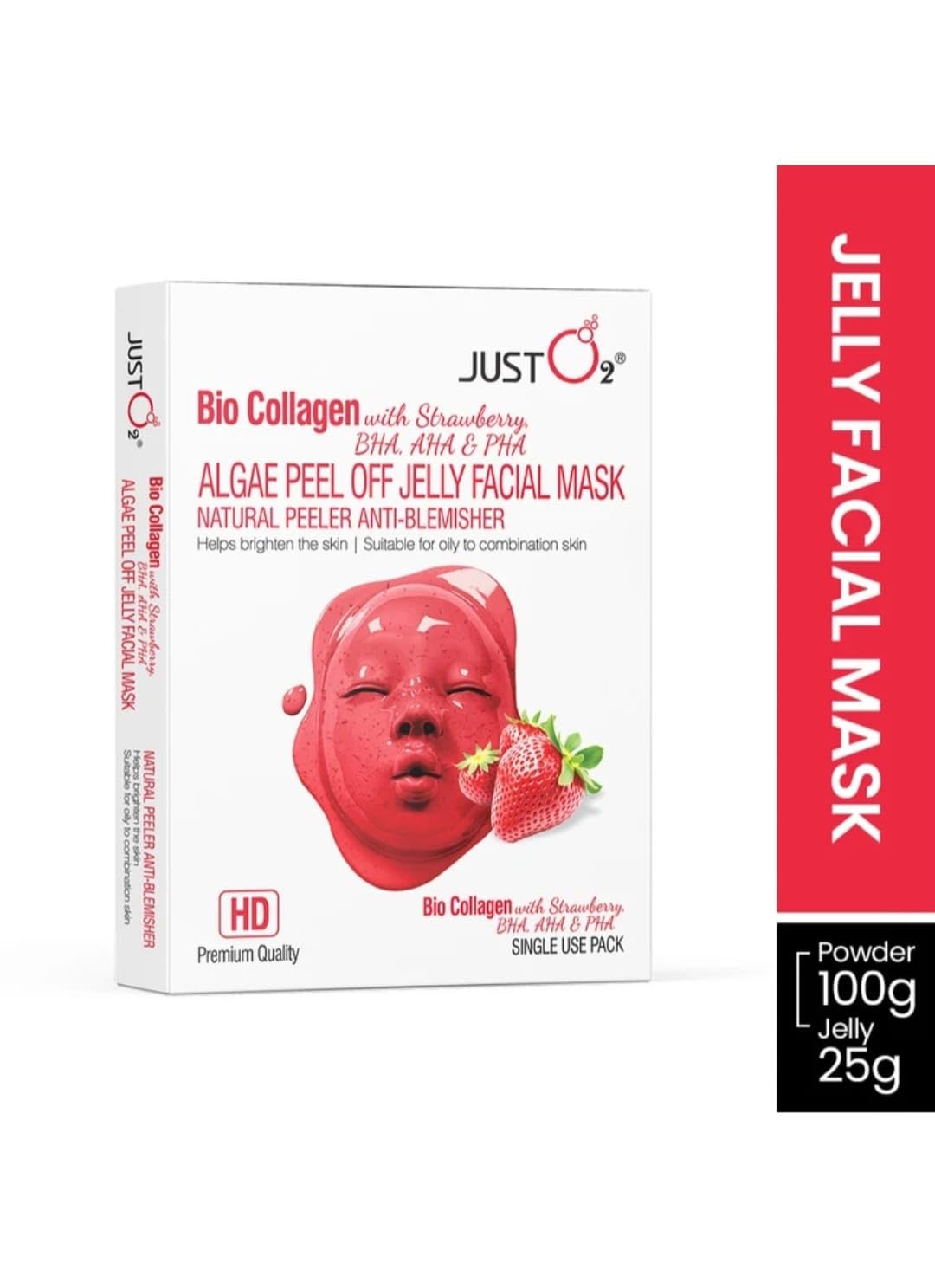 JUST O2 Bio Collagen Peel Off Jelly Facial Mask with Strawberry, BHA, - View 3