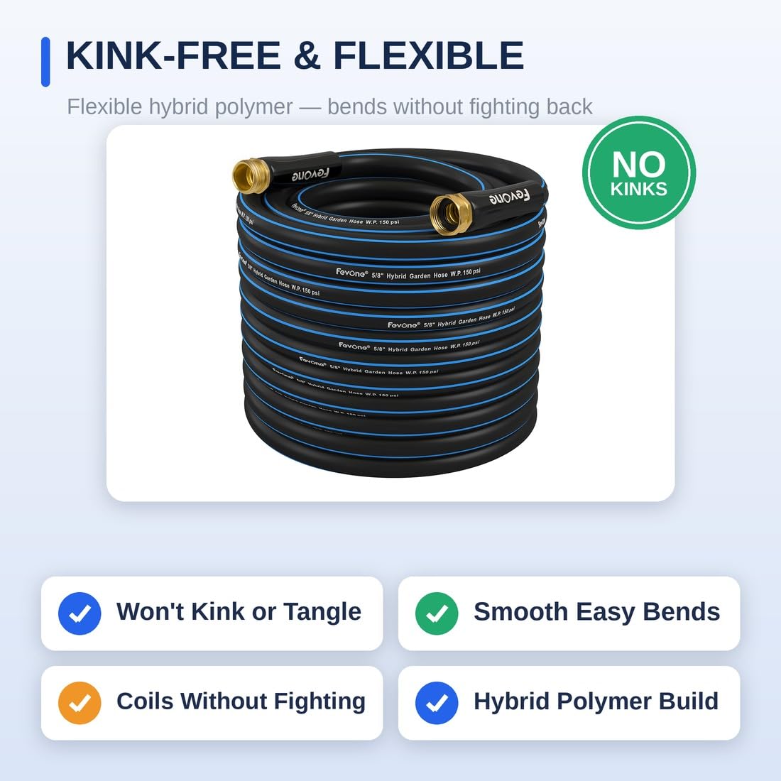 FEVONE Kink Free Garden Hose 100 ft, Heavy Duty Water Hose - FEVONE Official Product View 4