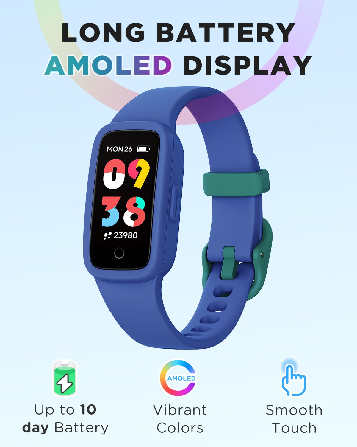 BIGGERFIVE Vigor Kids Fitness Tracker Watch AMOLED Screen - BIGGERFIVE Official Imagery - 3