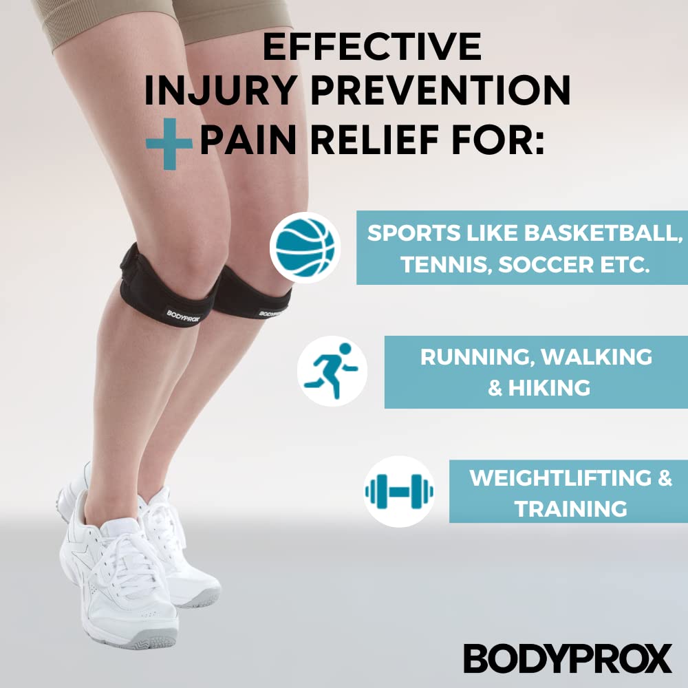 Bodyprox Patella Tendon Knee Strap 2 Pack, Knee Pain Relief Support Brace