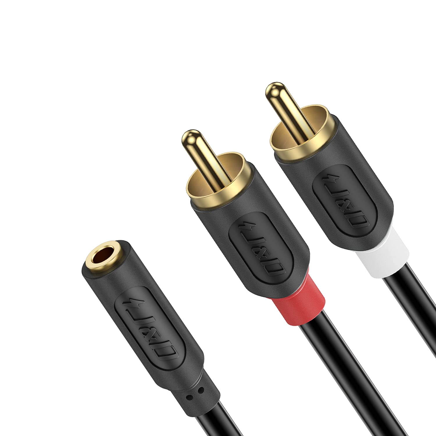 J&D 3.5mm to RCA Stereo Audio Cable, Gold Plated Audiowave Series by J&D - Angle View 2