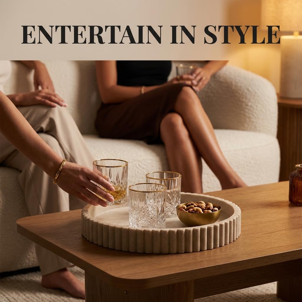 Round Decorative Tray Coffee Table Tray - OAKOA Official Imagery - 8