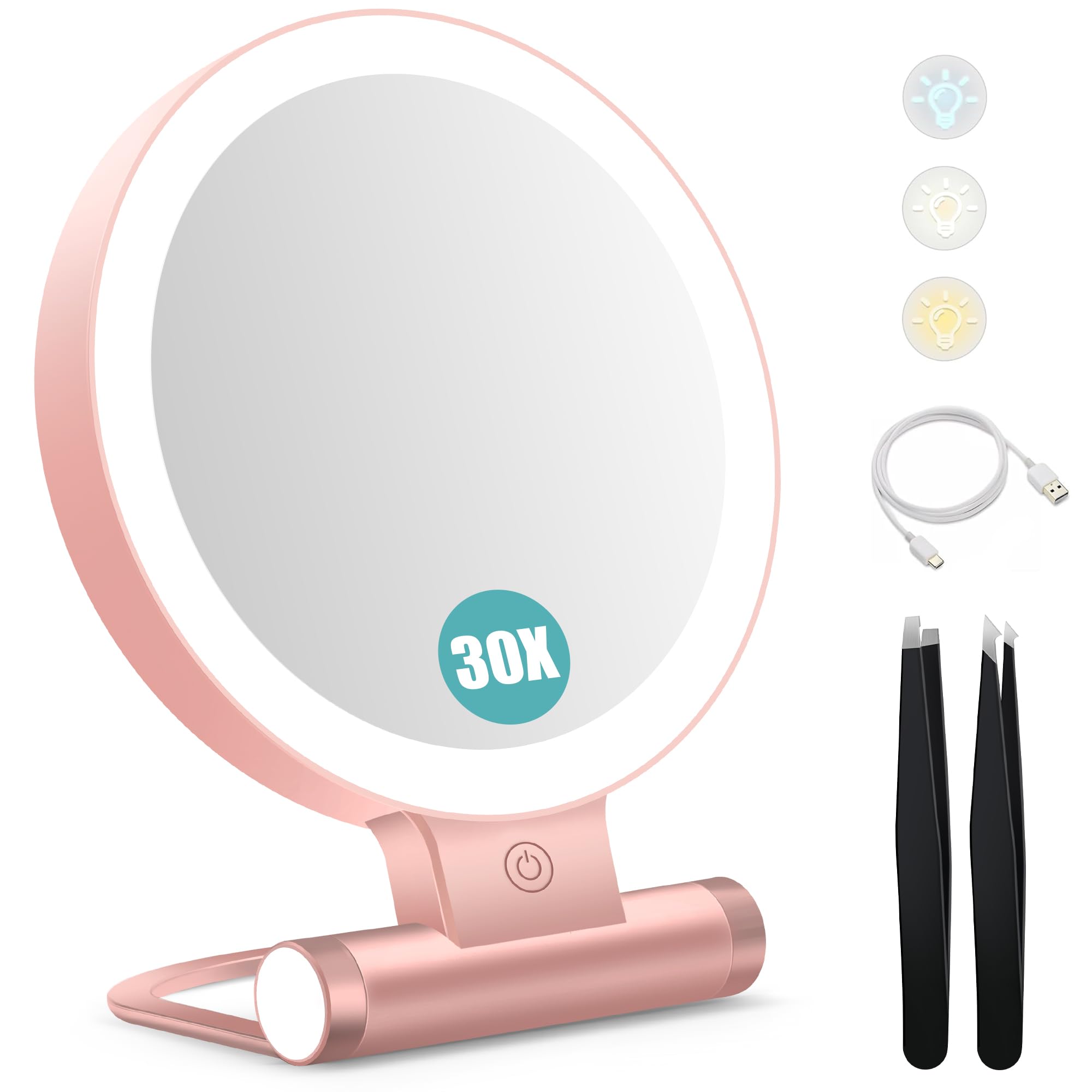 B Beauty Planet Magnifying Mirror with Light 30X, Double-Sided 1X/30X Magnifying - B Beauty Planet Official Product View 1
