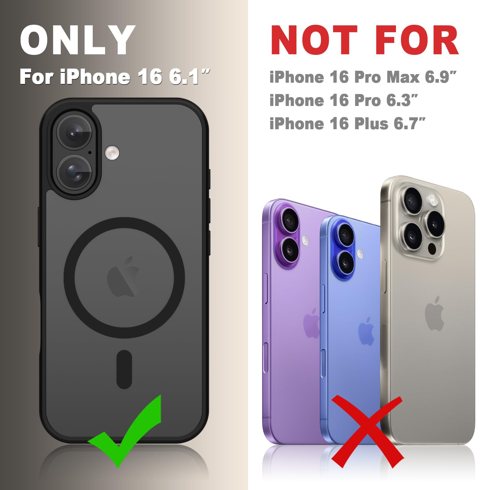for iPhone 16 Case, Matte Magnetic Phone Cover, Black - YENAPOON Official Product View 9