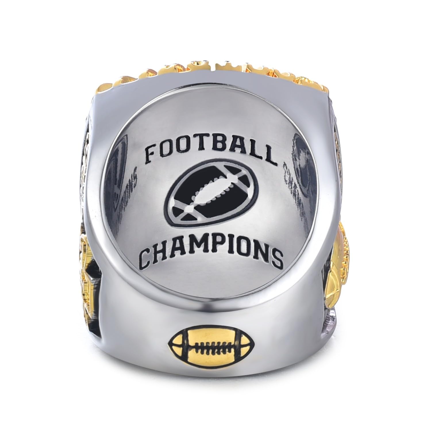 Football Championship Ring Crystal Rhinestone Two-Tone
