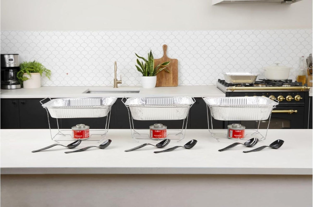Alpha Living 3 Pack Disposable Chafing Dish Buffet Set with - ALPHA LIVING Official Imagery - 3