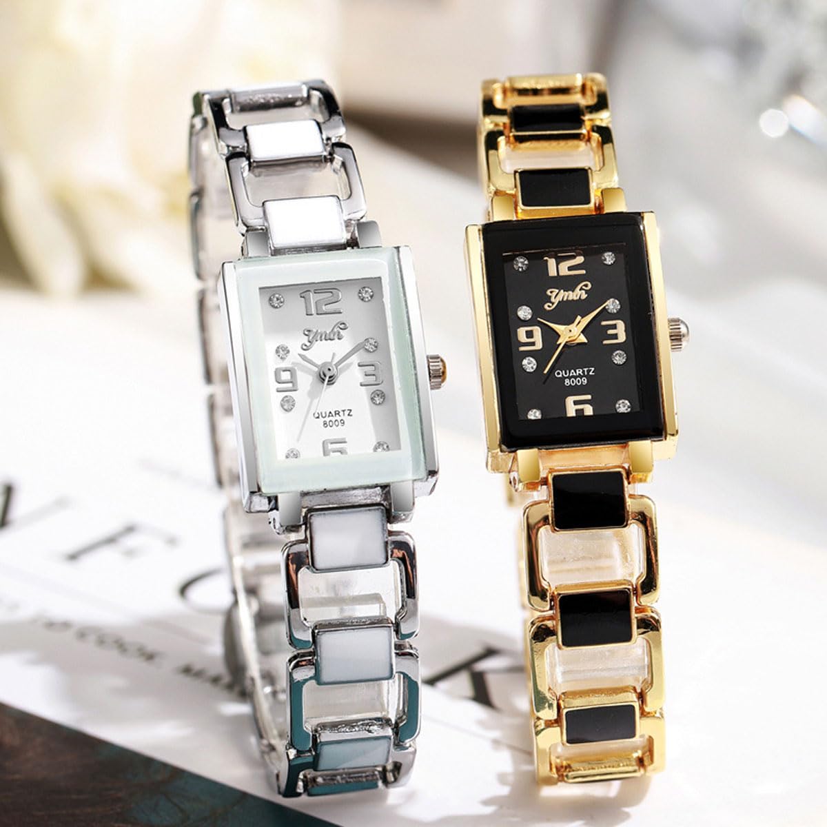 4 Pack Women s Rectangular Watches Vintage Dress Analog - dayutech Official Imagery - 6