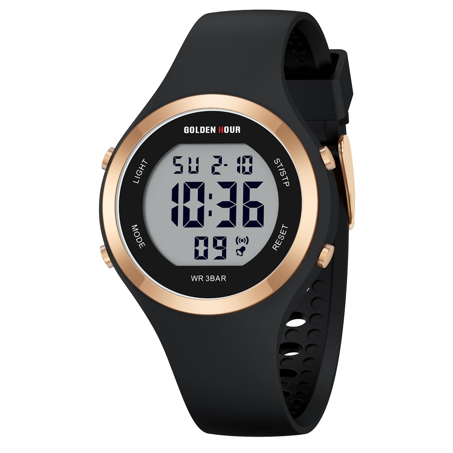 GOLDEN HOUR Waterproof Sport Women's Digital Chronograph Silicone Stra - View 9