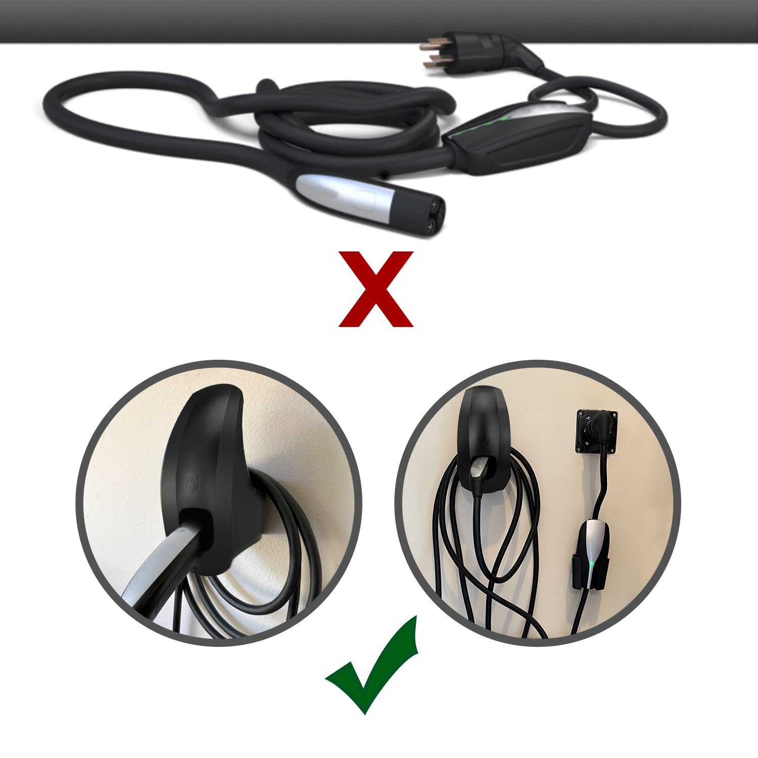 SEVEN SPARTA Charging Cable Holder Wall Mount for Tesla Charger, Black - SEVEN SPARTA Official Product View 2