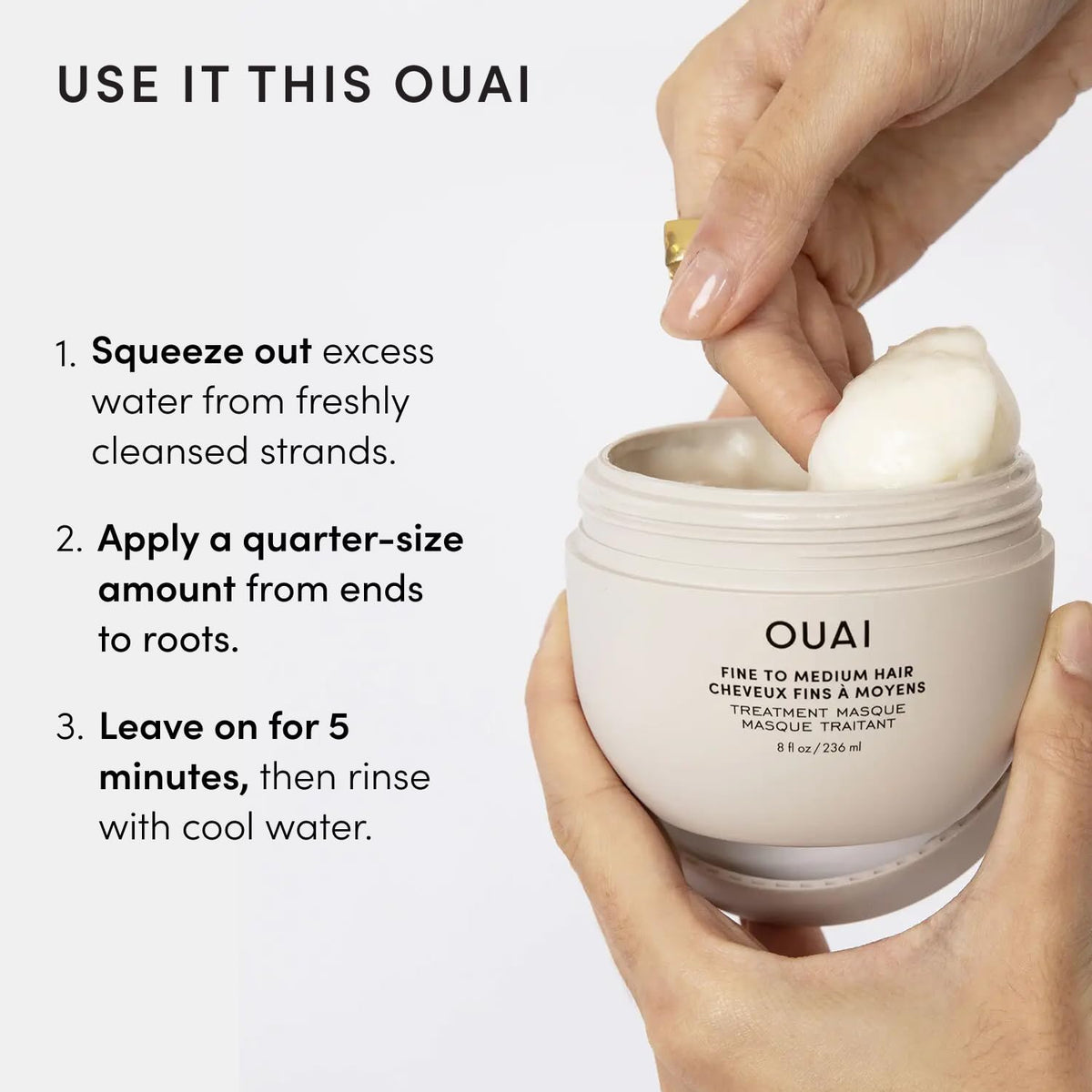 OUAI Fine to Medium Hair Treatment Mask Deep Conditioning - OUAI Official Imagery - 8