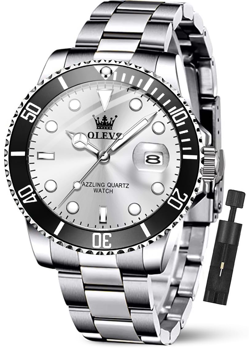 OLEVS Luxury Watches for Men Big Stainless Steel Waterproof - Product Imagery