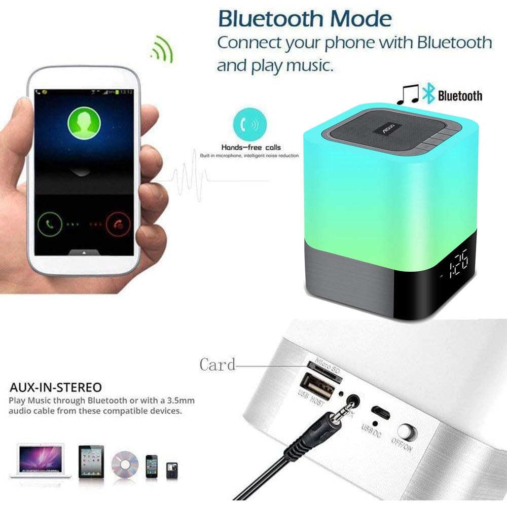 Touch Light Bluetooth Speaker with Alarm Clock Small Lamp - Aisuo Official Imagery - 4