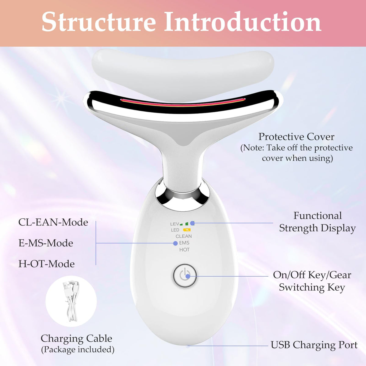 Face and Neck Massager Tool 7 Colors LED Womens Skin Care - erdnretl Official Imagery - 4
