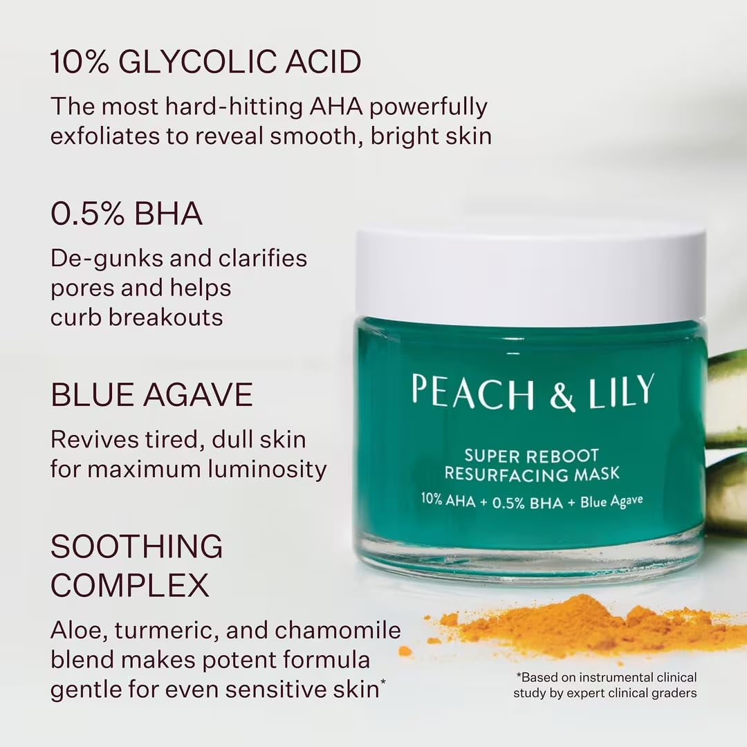 Peach & Lily Super Reboot Resurfacing Mask | 10% AHA, 0.5% BHA | Pro-Grade Wash-Off Mask For Pores, Uneven Skin, Bumps, And Fine Lines | Powerful Yet Gentle Acid Treatment | 2.7 Fl Oz - Peach & Lily Official Product View 5