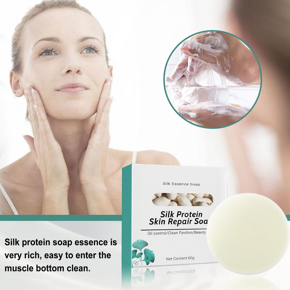 2PCs SkinFerm Collagen Milk Whitening Soap Silk Protein Skin - YG LianKai Official Product Imagery - 4