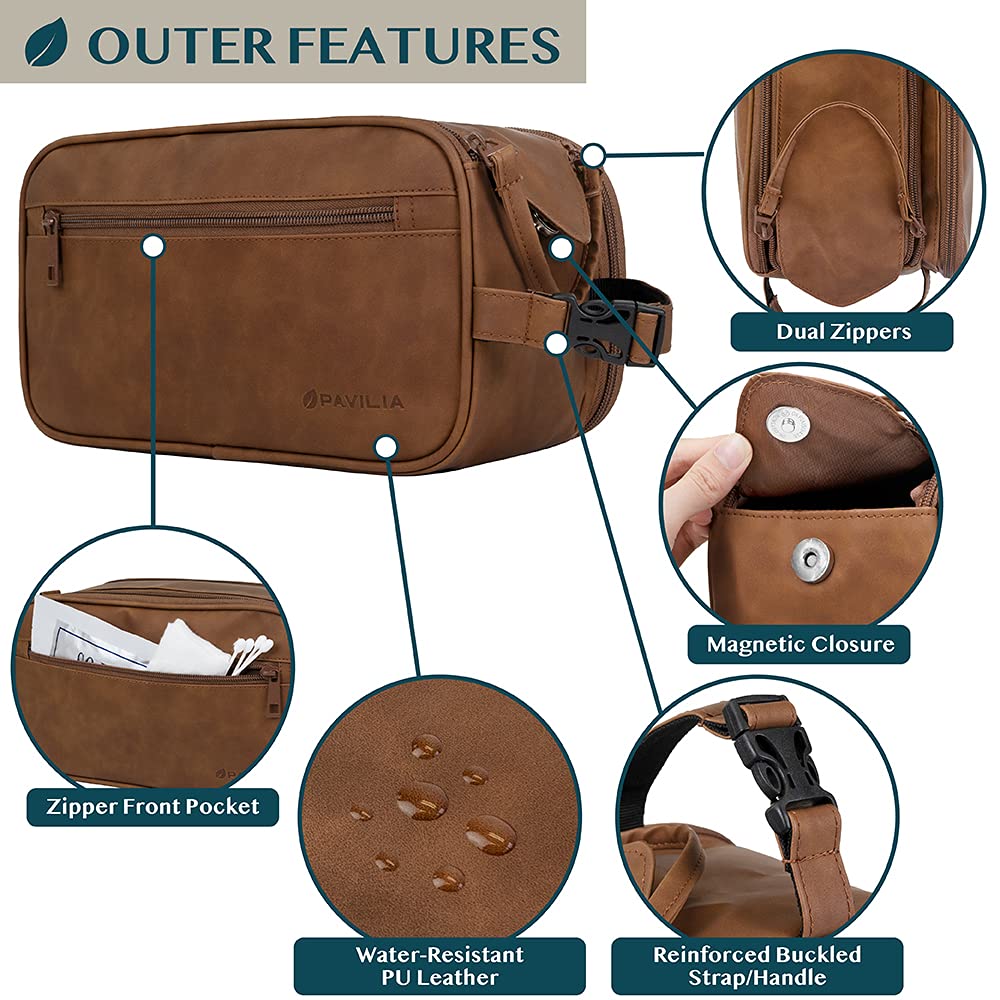 PAVILIA Toiletry Bag for Men Travel Essentials Shaving Dopp - PAVILIA Official Imagery - 5