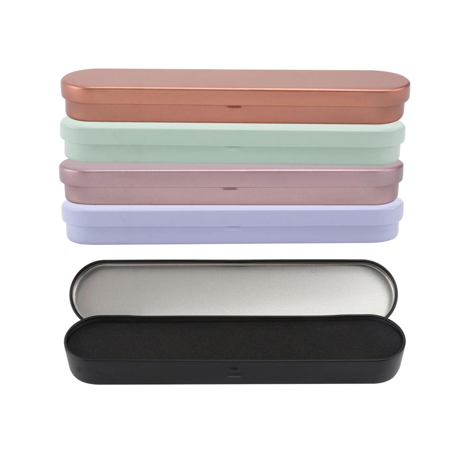 PRETYZOOM 5 Pcs Eyelash Extension Tweezers Storage Box, Dual-compartment Portable Metal Makeup Tool Organizer Case, Anti-shock Flip-top Tweezer Holder for Salon and Travel