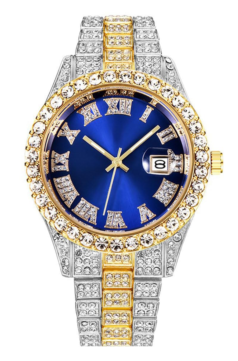 SENRUD Unisex Crystal Watch Luxury Stainless Steel Iced-Out - Product Imagery