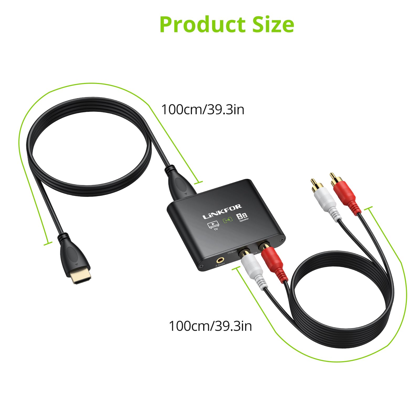 LiNKFOR 192KHz HDMI eARC/ARC Audio Extractor, HDMI to RCA & 3.5mm by LiNKFOR - Angle View 8