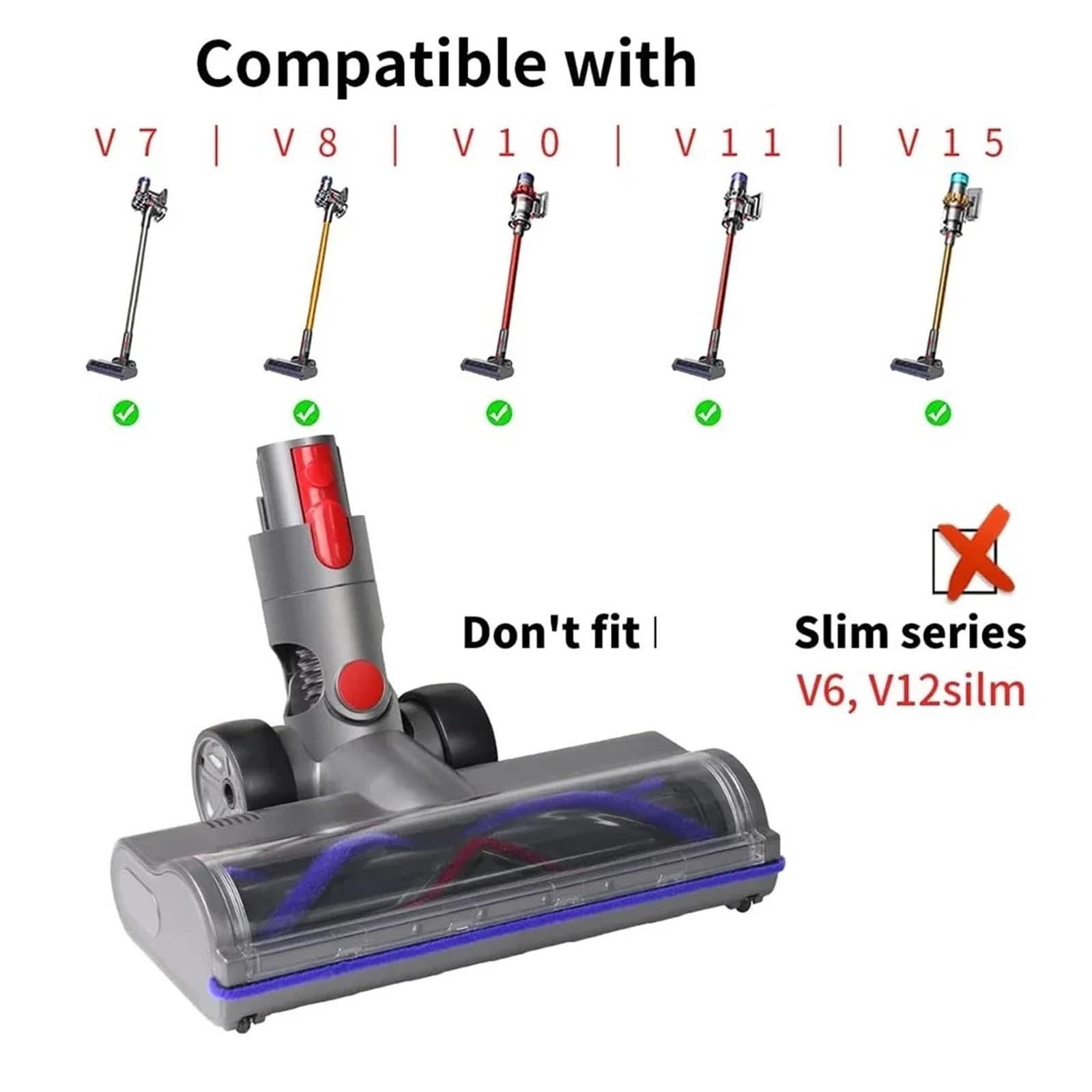 ZNWISPRMJH quick release roller brush head replacement for vacuum cleaner, showing the cylindrical brush with roller and attachment mechanism