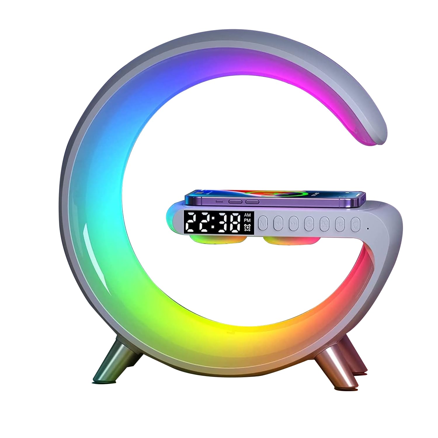 ZORAST BKDRL Bluetooth Speaker Lamp with Wireless Charger, RGB Night Light, Alar - ZORAST Official Product View 1