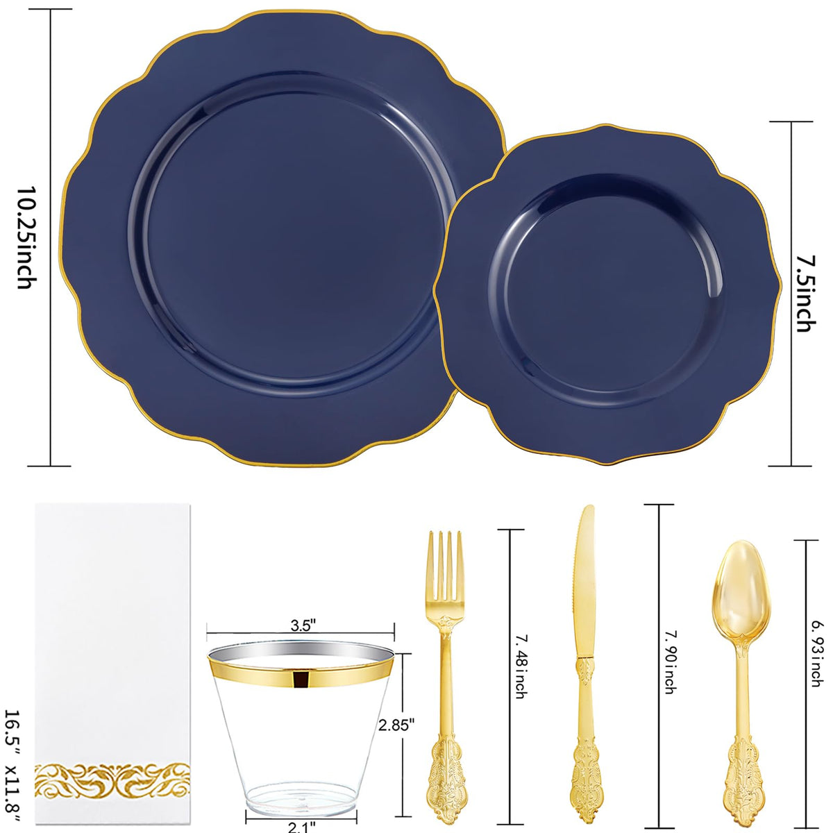 NOCCUR 175PCS Blue Plastic Plates with Disposable Silverware - NOCCUR Official Imagery - 3
