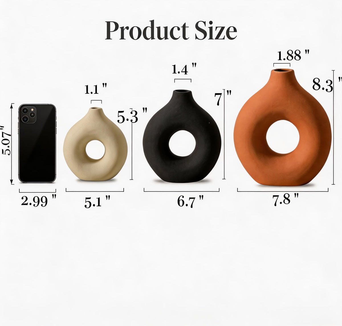 Querro Ceramic Vase Set of 3 - Premium Selection Official Imagery - 4
