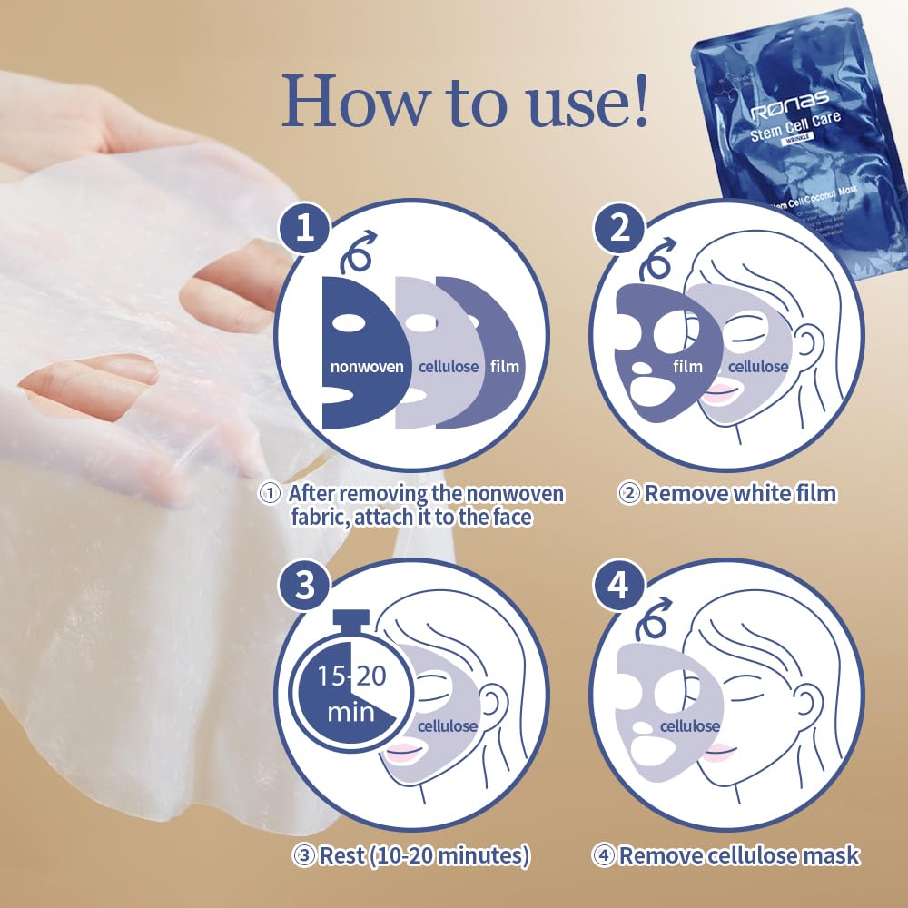 Ronas Stem Cell Coconut Gel Mask 5 pack Anti Aging - Ronas Official Imagery - 5