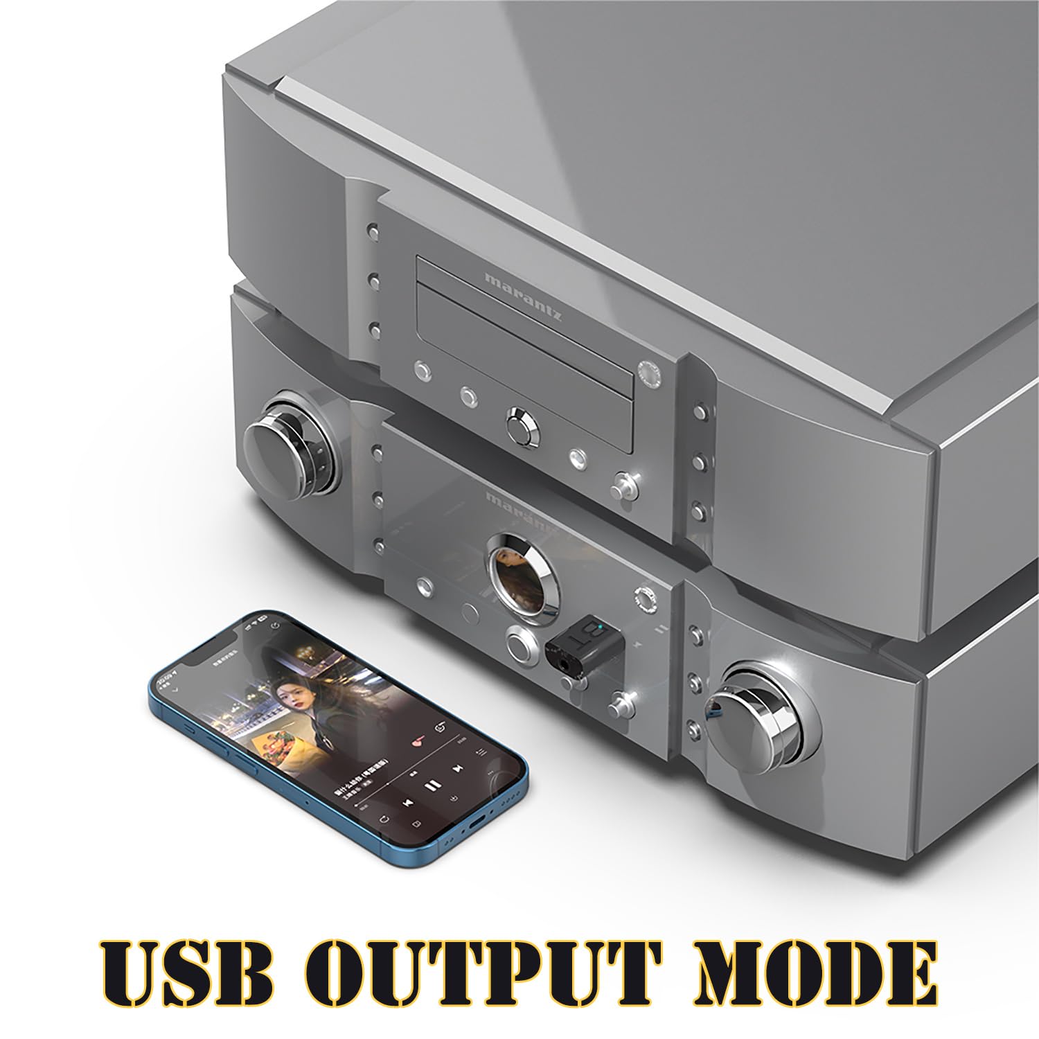 QOFOWIN Mini 2-in-1 USB Bluetooth Receiver,5.4 Wireless Audio Ada by QOFOWIN - Angle View 2