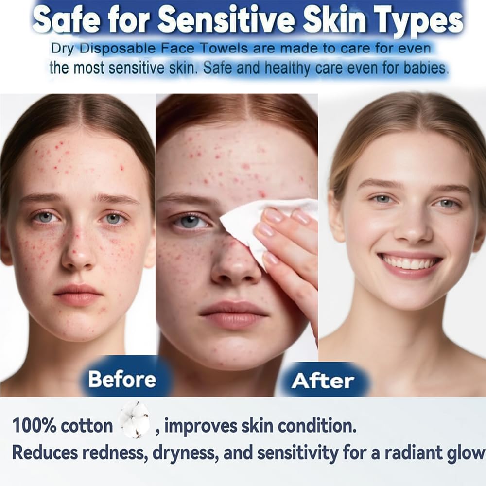 Disposable Cotton Facial Cleansing Dry Wipes White Soft - AM RIGHT THIRTY Official Imagery - 4