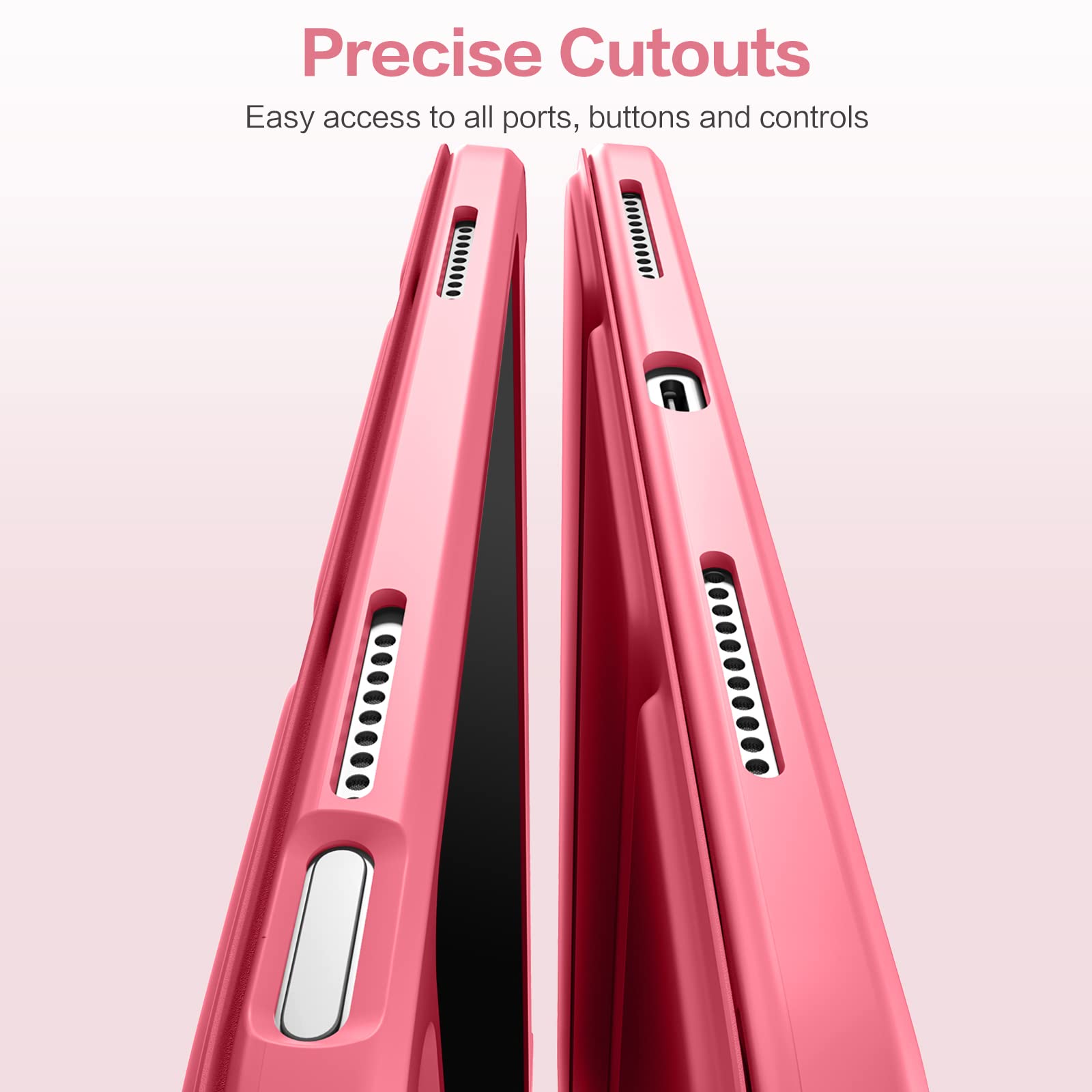 Wenlaty watermelon pink iPad case for 11th and 10th generation, protective cover for portable electronic devices, showing front view.