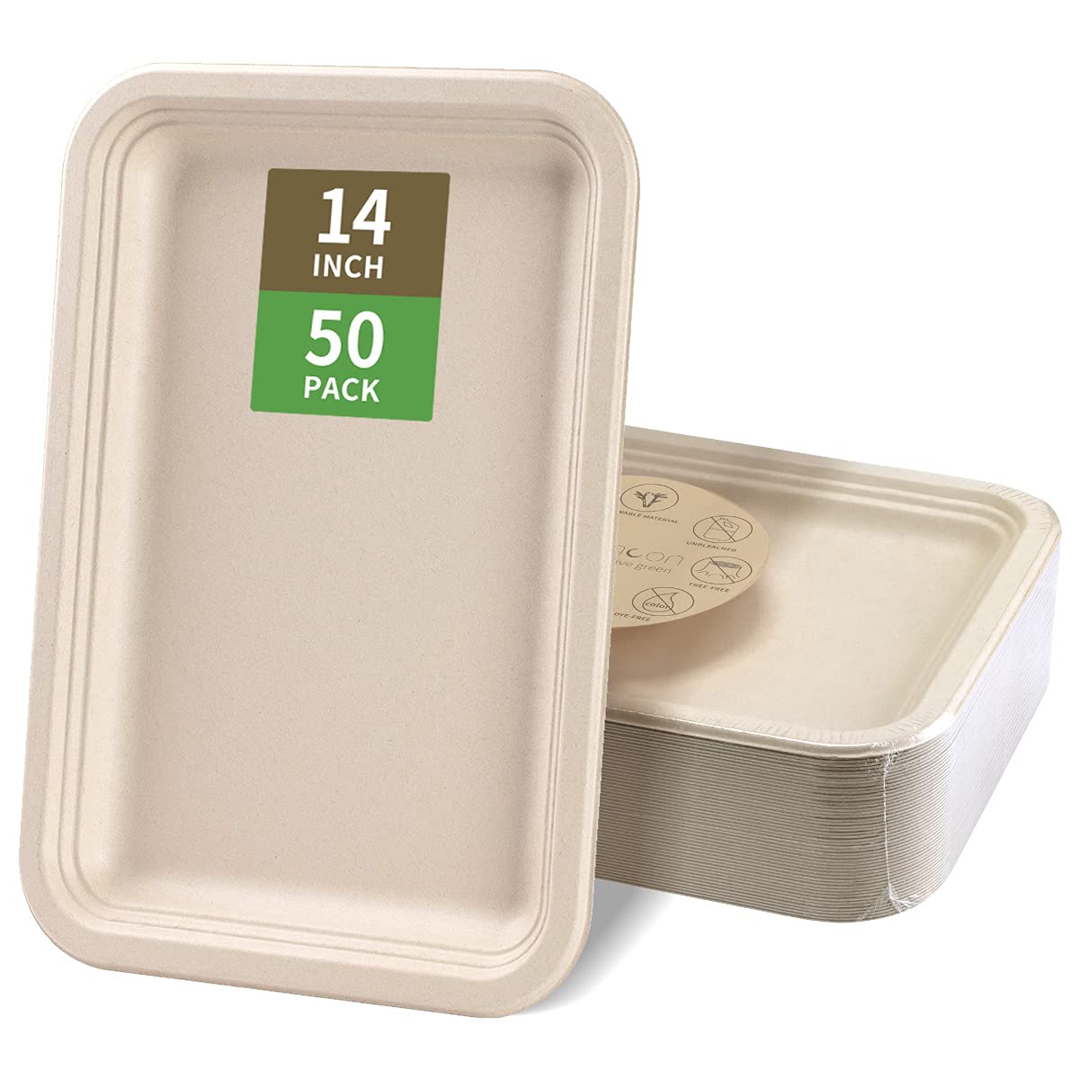 bloomoon 14 Inch Disposable Food Trays for Party 50 Pack - bloomoon Official Imagery - 1