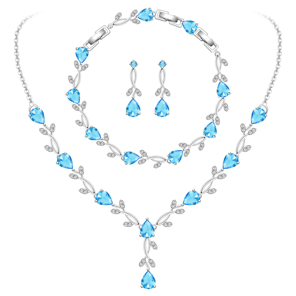 GZWHD Wedding Jewelry Sets for Bride Bridesmaid Women Cubic - GZWHD Official Imagery - 8