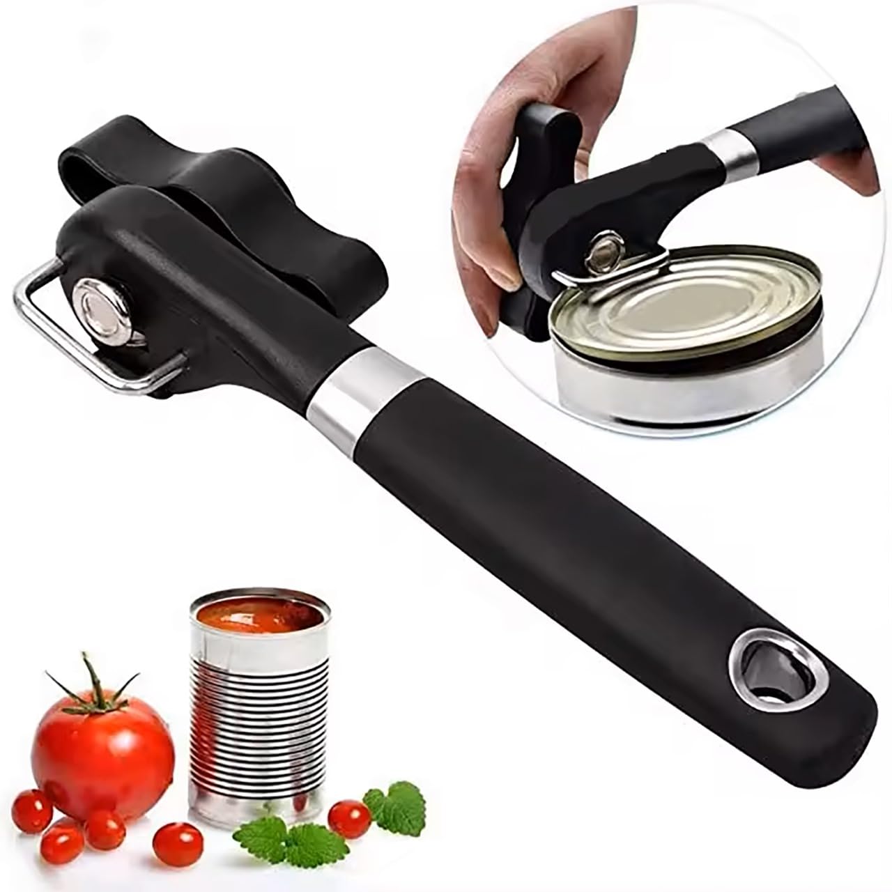 Can Opener Safe Cut, Smooth Edge Handheld Can and Bottle Opener, Porta - View 2