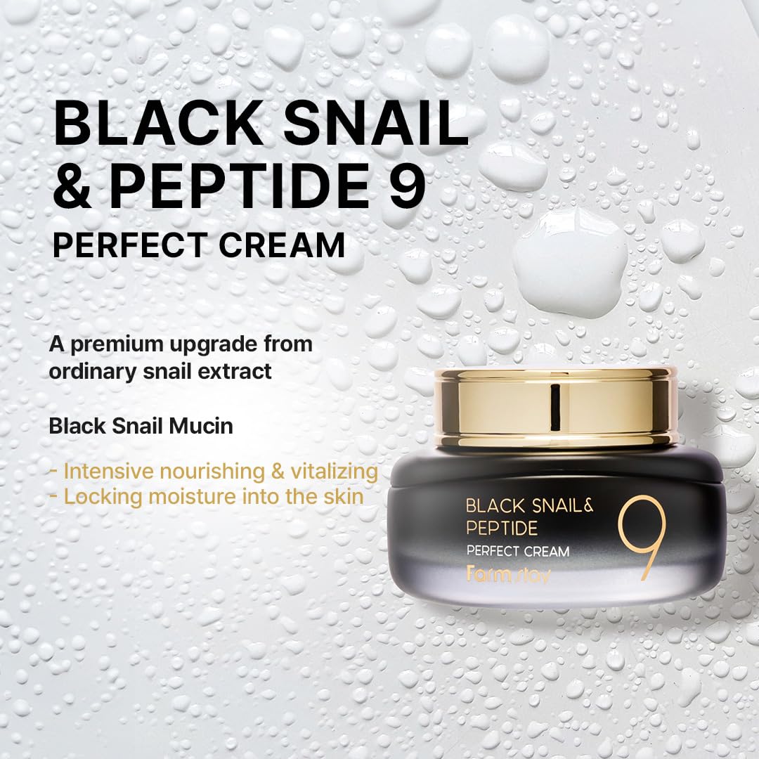 FARMSTAY Black Snail Peptide 9 Perfect Cream Snail Mucin - FARMSTAY Official Imagery - 3